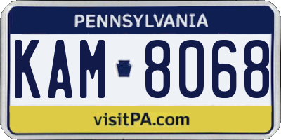 PA license plate KAM8068