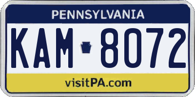 PA license plate KAM8072