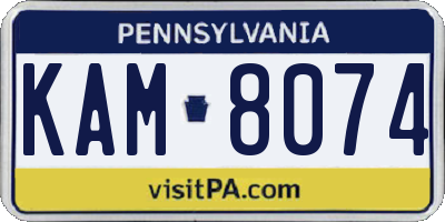 PA license plate KAM8074