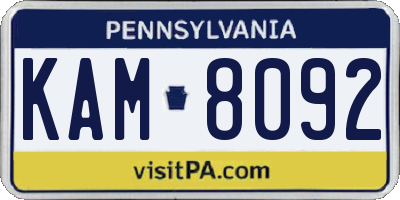 PA license plate KAM8092