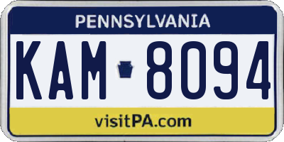 PA license plate KAM8094