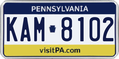 PA license plate KAM8102