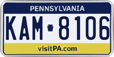 PA license plate KAM8106