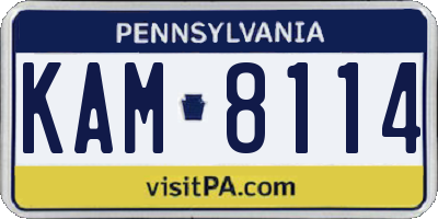 PA license plate KAM8114