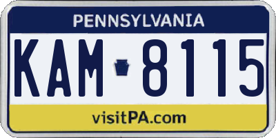 PA license plate KAM8115