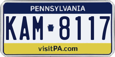 PA license plate KAM8117