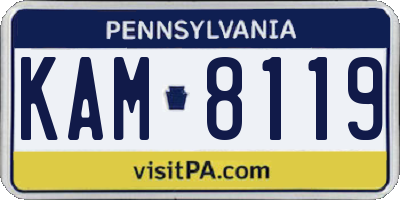 PA license plate KAM8119