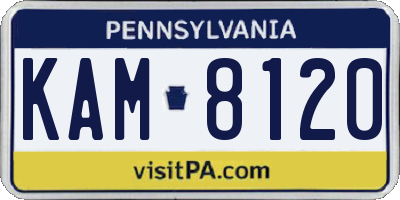 PA license plate KAM8120