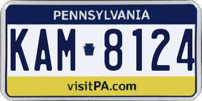 PA license plate KAM8124