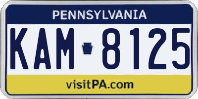 PA license plate KAM8125
