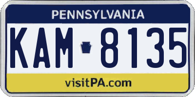 PA license plate KAM8135