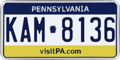 PA license plate KAM8136