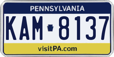 PA license plate KAM8137