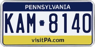 PA license plate KAM8140