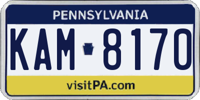PA license plate KAM8170