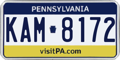 PA license plate KAM8172