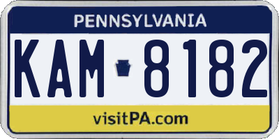 PA license plate KAM8182