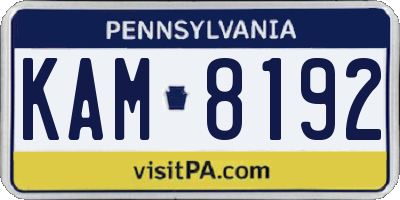 PA license plate KAM8192