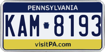PA license plate KAM8193