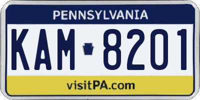 PA license plate KAM8201