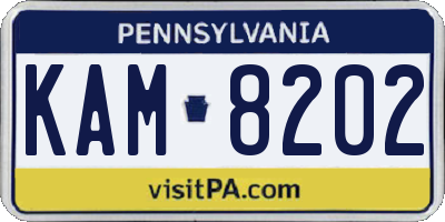 PA license plate KAM8202