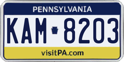 PA license plate KAM8203