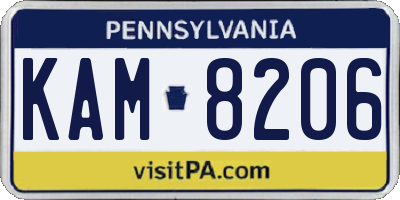 PA license plate KAM8206
