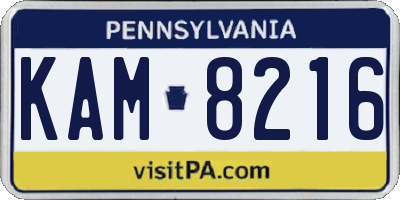 PA license plate KAM8216