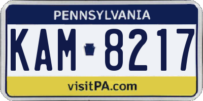 PA license plate KAM8217