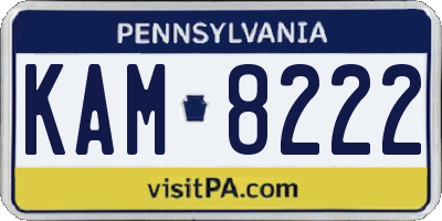 PA license plate KAM8222