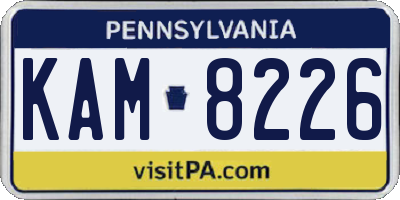 PA license plate KAM8226