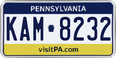 PA license plate KAM8232