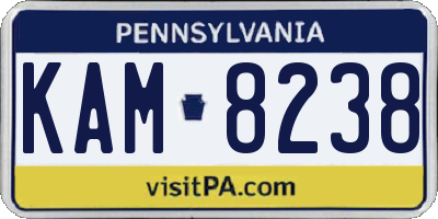 PA license plate KAM8238