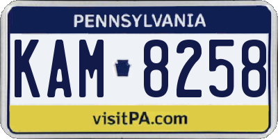PA license plate KAM8258