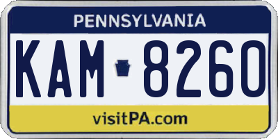 PA license plate KAM8260