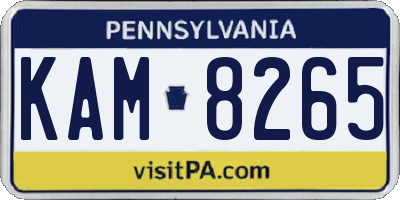 PA license plate KAM8265