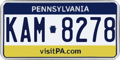 PA license plate KAM8278