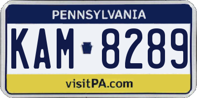 PA license plate KAM8289