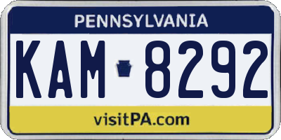 PA license plate KAM8292