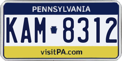 PA license plate KAM8312