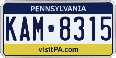 PA license plate KAM8315