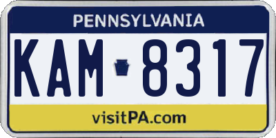 PA license plate KAM8317