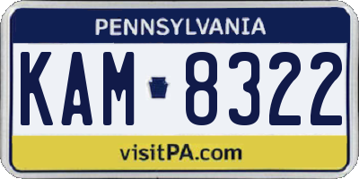 PA license plate KAM8322