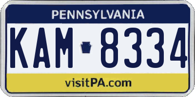 PA license plate KAM8334