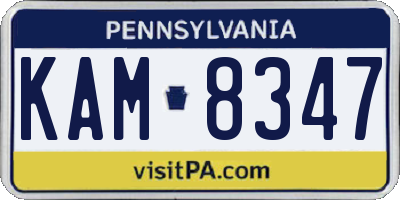 PA license plate KAM8347