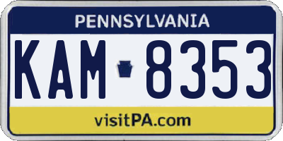PA license plate KAM8353