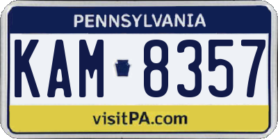 PA license plate KAM8357