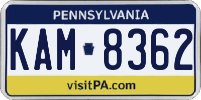 PA license plate KAM8362