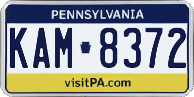 PA license plate KAM8372