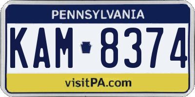 PA license plate KAM8374